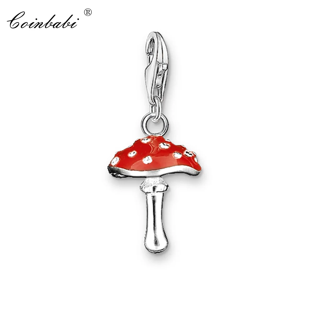 

Charm Pendant Red Toadstool,2018 Fashion Jewelry Trendy Real Authentic 925 Sterling Silver Gift For Women Fit Bracelet