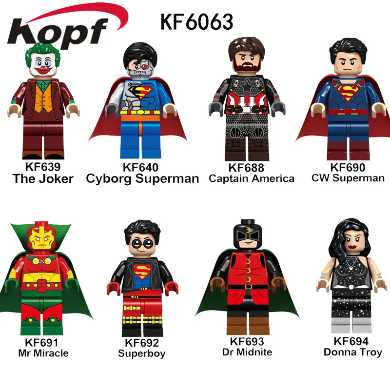 

Building BLocks Super Heroes CW Superman Mr Miracle Midnite Donna Troy Bricks Action Figures Toys For Children KF6063