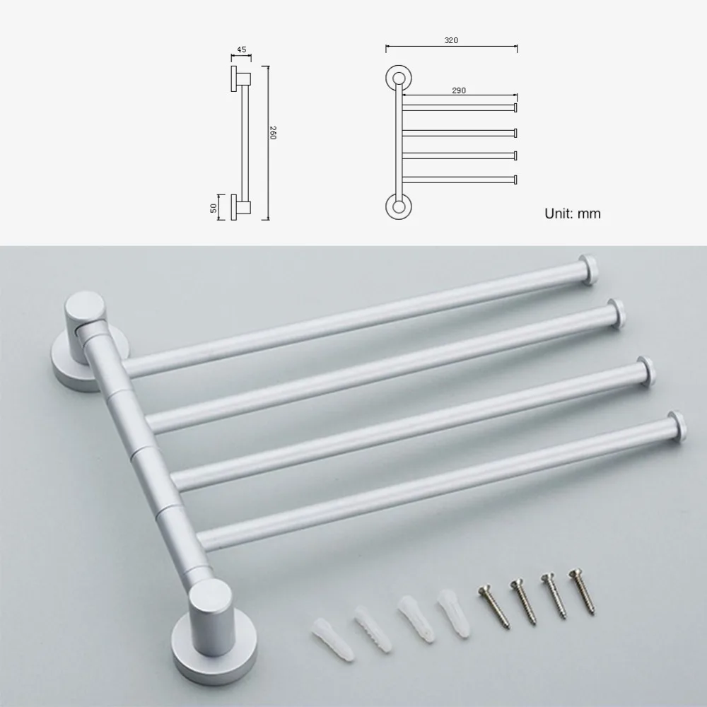 Вращающаяся стойка для полотенец из нержавеющей стали, полотенцесушитель для ванной, кухни, настенный держатель для полотенец