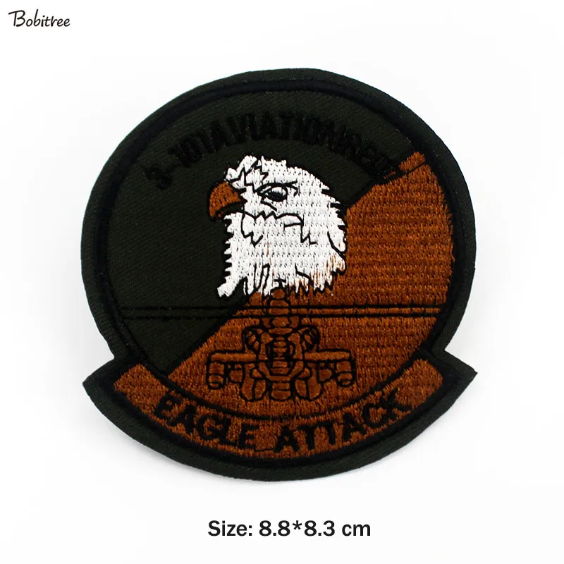 

Eagle Attack Army Patches Iron on Embroidery Tactical Morale Badges Stickers Applique for Jacket Jeans Cloth Decoration
