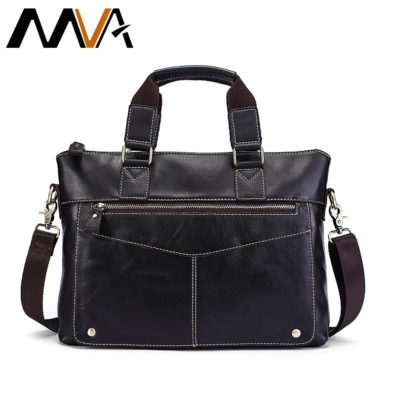 MVA bolso de mensajero de hombre bolsos de hombro de cuero genuino de los hombres bolso de cuero del ordenador portátil bolsos de mano Casual bandolera para hombre shoulder bag|shoulder bagsmessenger
