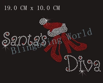 

YX Free shipping CHRISTMAS santas diva hot fix rhinestone transfer motifs design for festivals