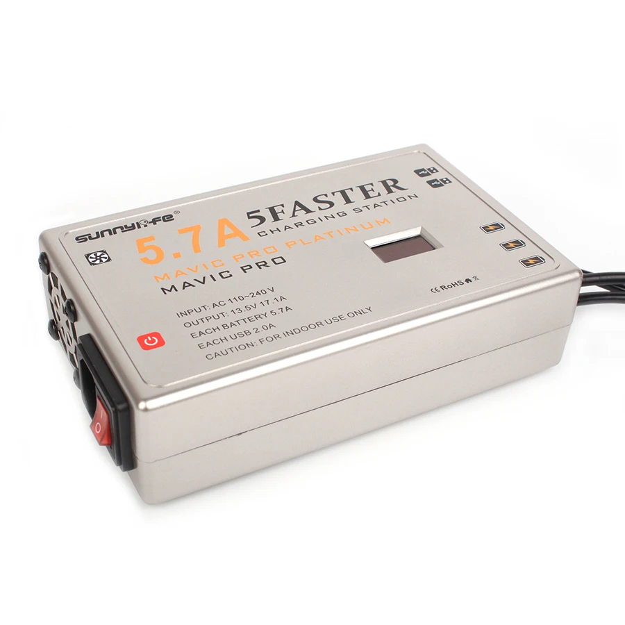  5IN1 5.7A Large Current Battery Charger Controller Smartphone Tablet Charger with OLED Display for 