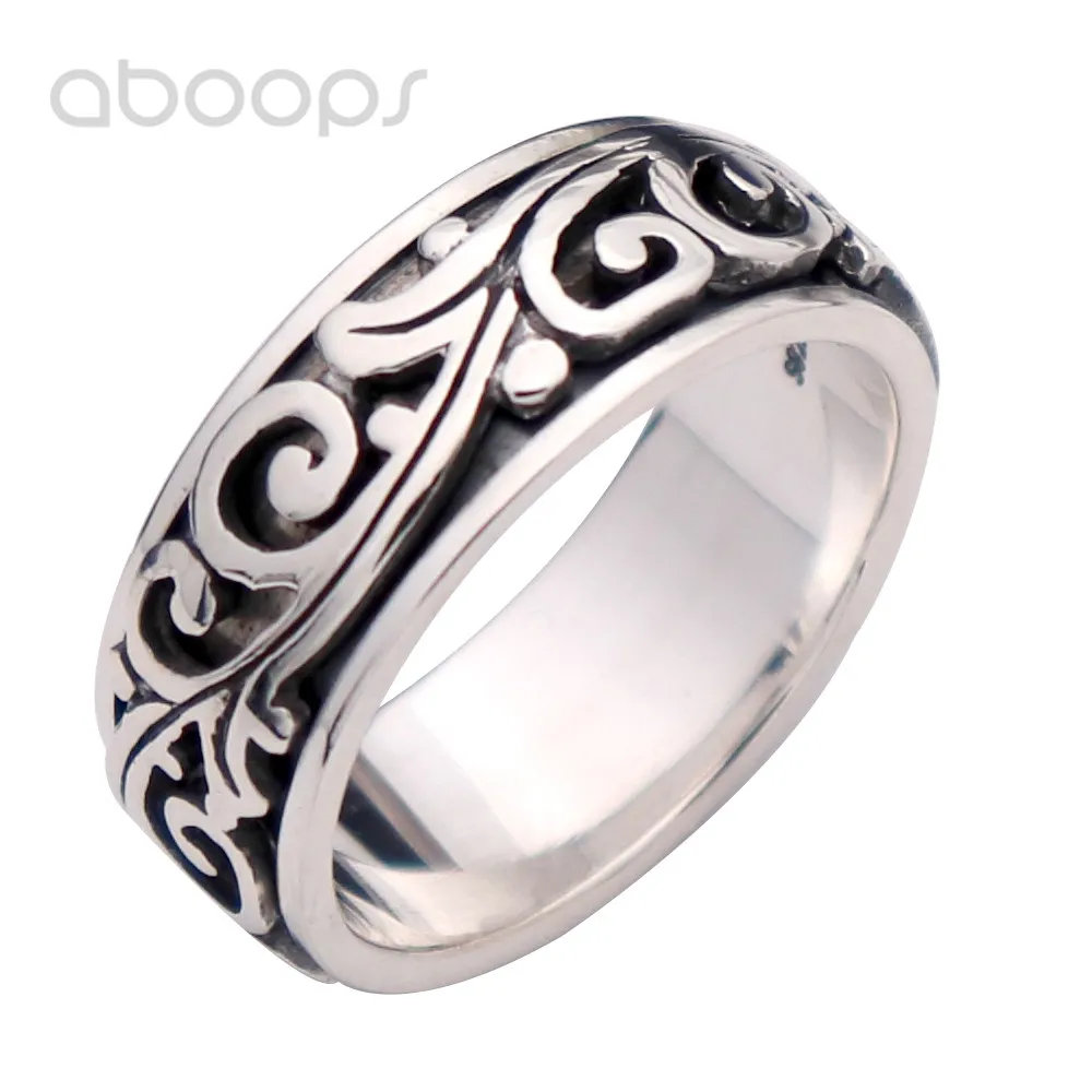 Details about   Spinner Ring Floral Vine Design in Sterling Silver with Oxidized Background 