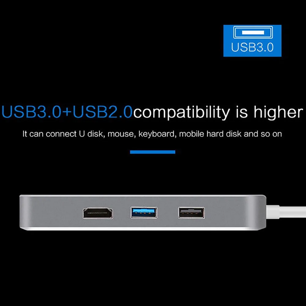 7 in 1 Thunderbolt 3 USB-C to HDMI Rj45 Fast Ethernet Adapter USB Type C Hub Dock Dongle with Power