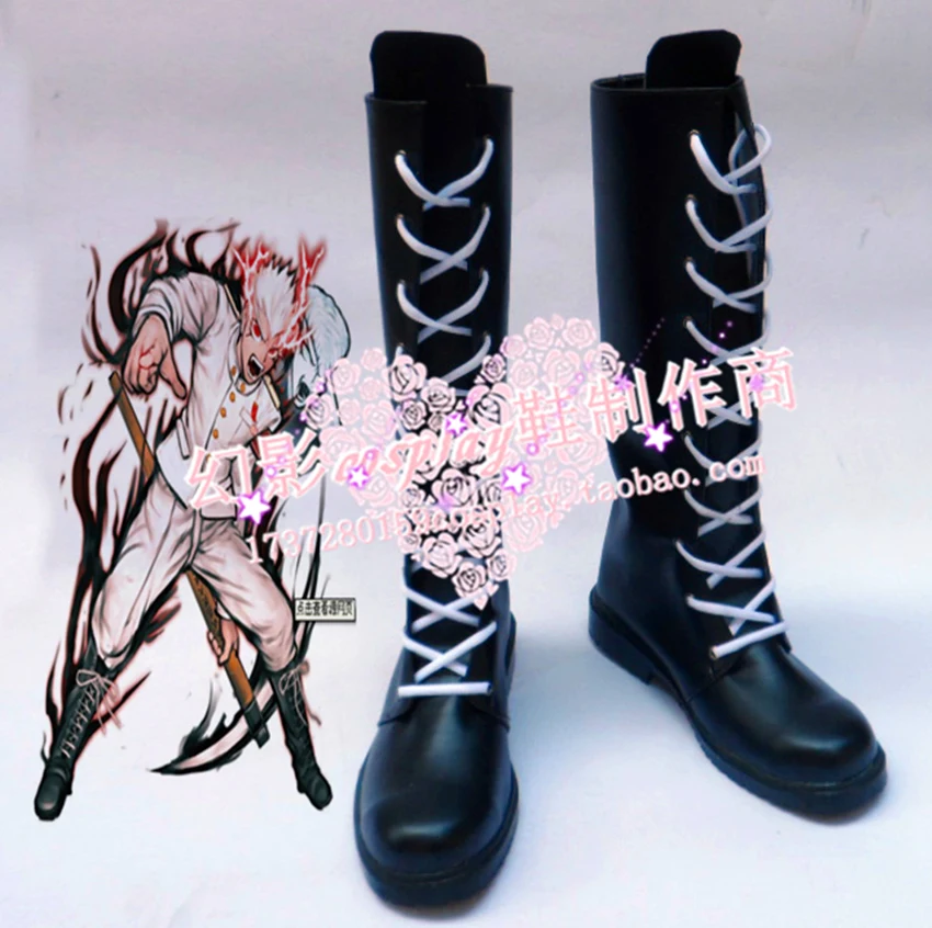 Dangan Ronpa Kiyotaka Ishimaru Halloween Black Long Cosplay Shoes Boots H016