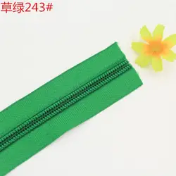 Durable Nylon Coil Zippers with Silver Sliders - 20 meter (Grass green 243)