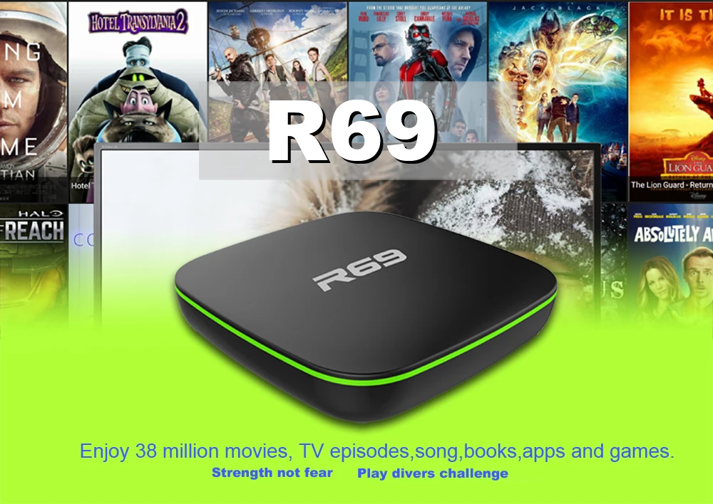 R69 الذكية الروبوت 7.1 التلفزيون مربع 2 GB 16 GB Allwinner H3 رباعية النواة WiFi 2.4 GHz 1G8G مجموعة أعلى مربع 1080 P HD دعم 3D الفيلم مشغل الوسائط