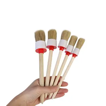

Dropshipping 5/6Pcs Car Brush Soft Bristle Wood Handle Auto Care for Interior Dashboard Rims Wheel Air-Conditioning Engine Wash