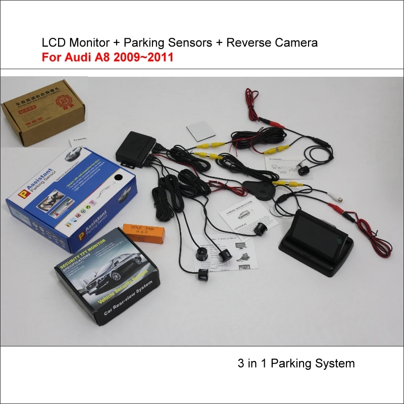 

Liislee For Audi A8 2009~2011 - Car Parking Sensors + Reverse Rear View Camera + LCD Monitor Screen = 3 in 1 Visual Park System