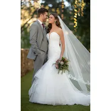 Form-Fitting Layered Fit And Flare Wedding Dress Sweetheart Lace Appliques New Arrival 2019 Custom Made printed thick strap form fitting dress