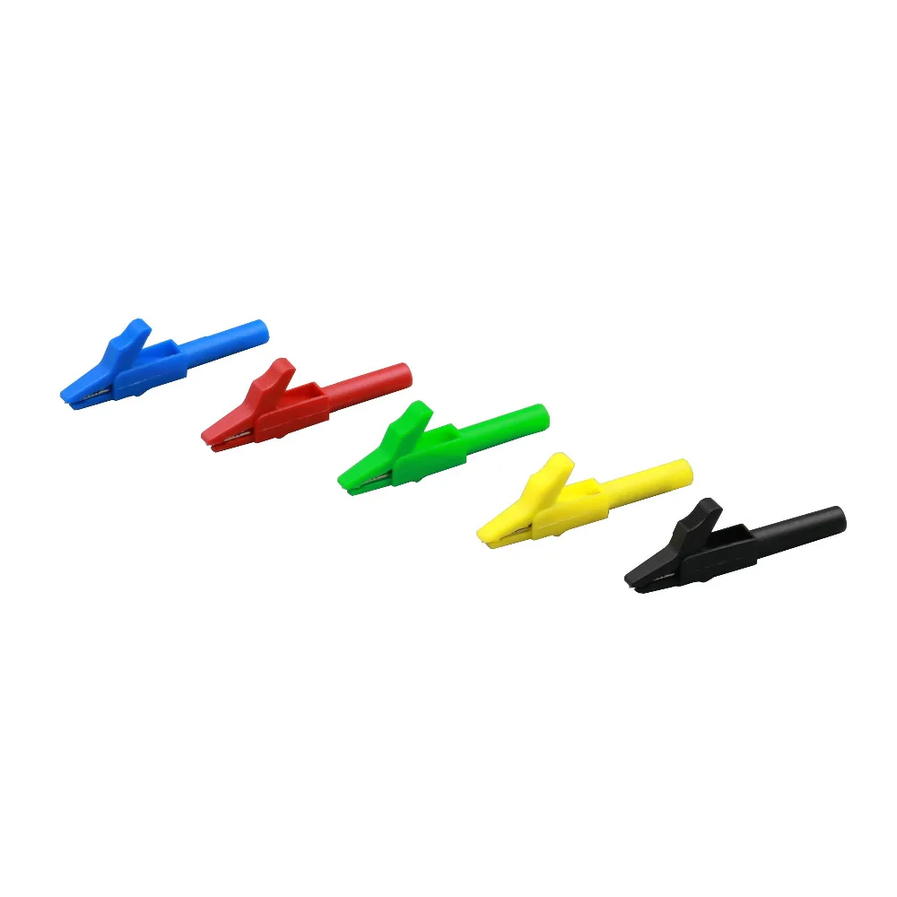 

10Pcs Five Color Insulated Small Alligator Clip Crocodile Test Clamp to 4mm Banana Plug 15A 300V for Multimeter Automotive