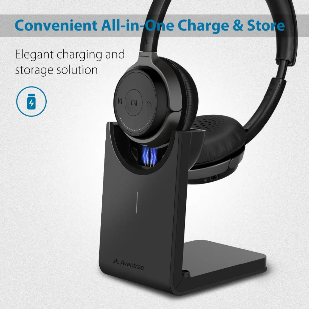 Avantree AptX HD беспроводные наушники на ухо с настольной зарядной подставкой Bluetooth 5 0