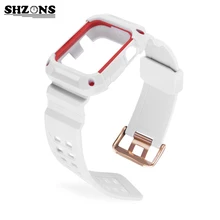 

TPU Rubber Watch Band 2 in 1 Watch Loop Strap With Soft Shock Absorption Protective Case For Apple Watch Smart Accessories