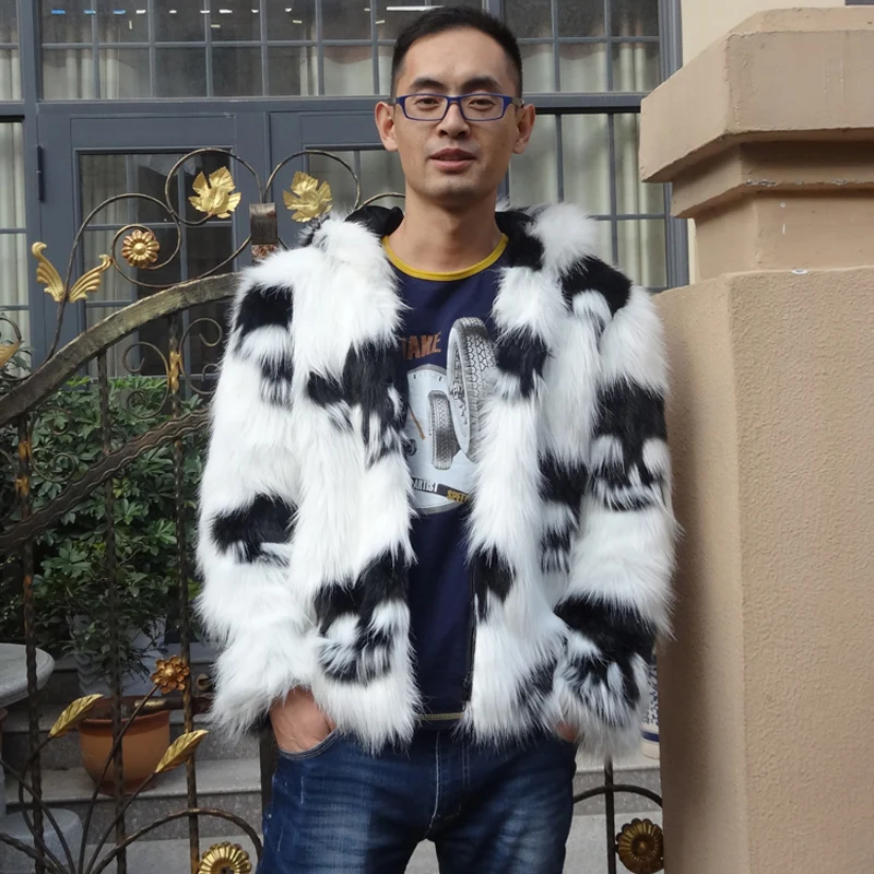 Autumn and winter men's body repair cap imitation fox fur coat men's club personality trend skull coat S-6XL