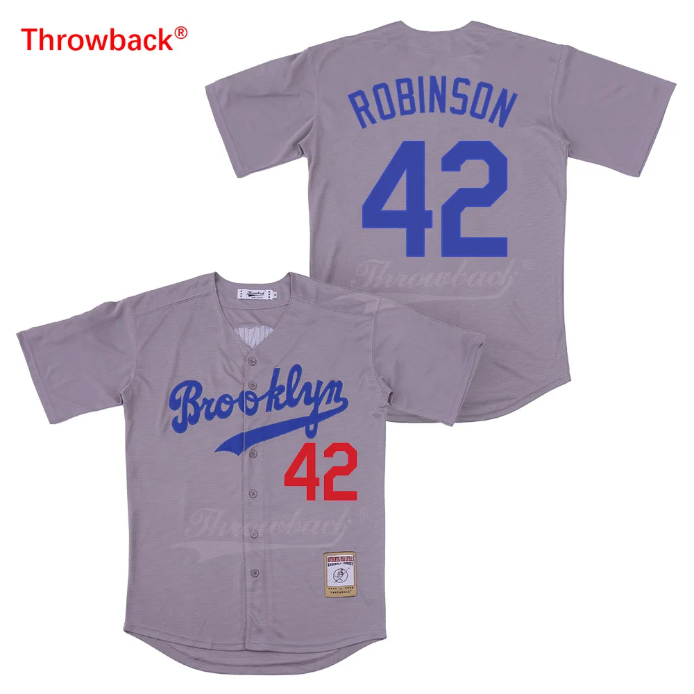

Throwback Jersey Men's Brooklyn Jersey Robinson Baseball Jerseys Size S-XXXL Colour White Gray Blue Black Wholesale