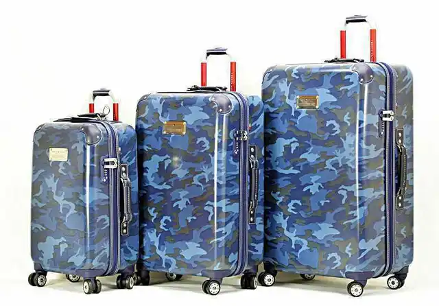blue camouflage suitcase