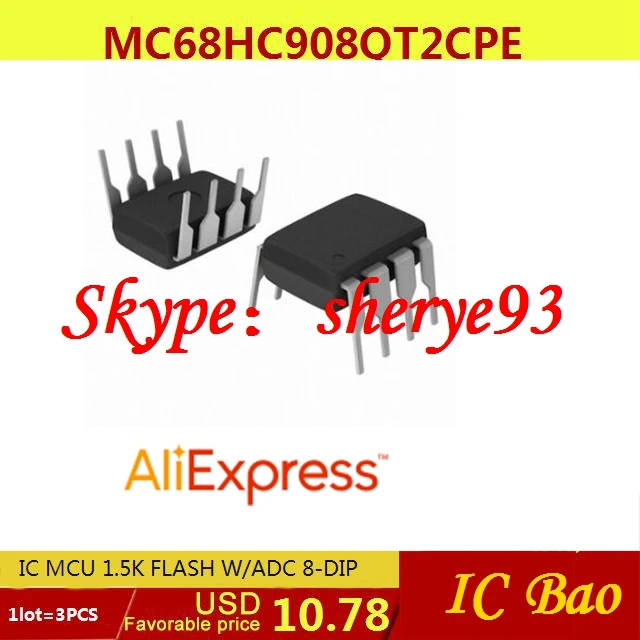 Free Shipping Electronic Kit MC68HC908QT2CPE IC MCU 1.5K FLASH W/ADC 8 ...
