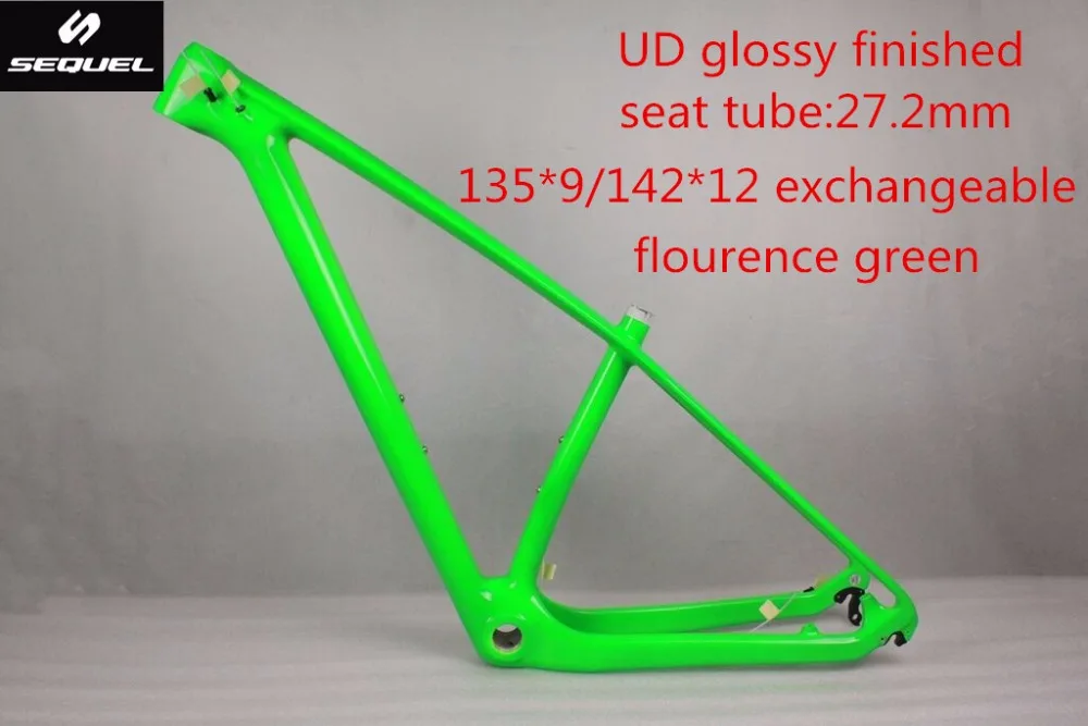 

Fluorescent green full carbon fiber bicicletas mountain bike 29 Toray T800 BB30/BSA 42mm/52mm tapered mtb frame bike 29 DIY