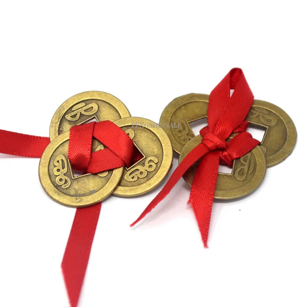 

FENG SHUI I CHING COINS FOR WEALTH,PROTECT+Red Envelop BRASS OLD COINS Y1145
