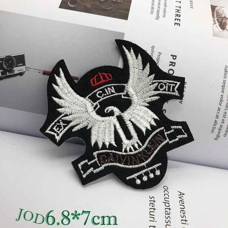 

JOD 6.8*7cm Eagle Decorative Iron on Biker Patches for Clothes Jacket Stickers Embroidery Patch Applique Clothing Fabric Badges