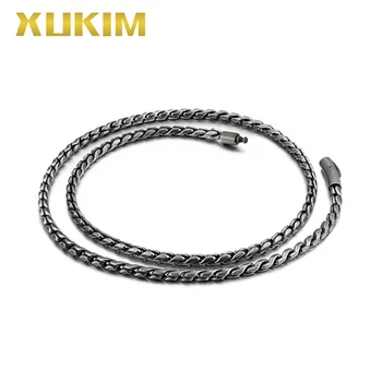 

XCN205 Xukim Jewelry stainless steel gun black color Link Chain necklace men fasion women chain 2019 new hot gift