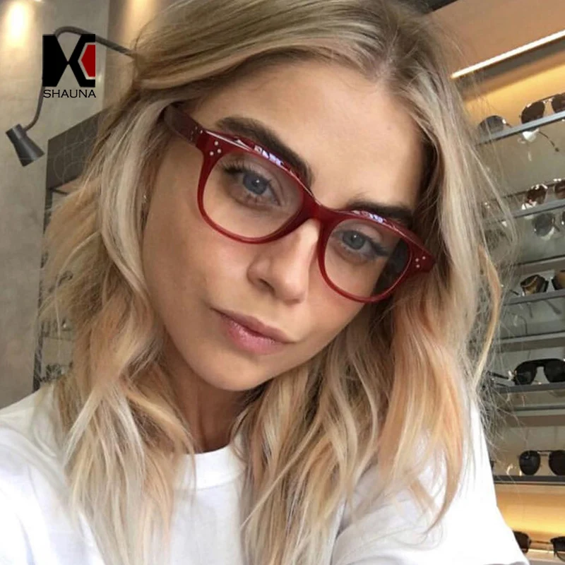 

SHAUNA Brand Designer Women Square Eyeglasses Frame Reading Glasses UV400