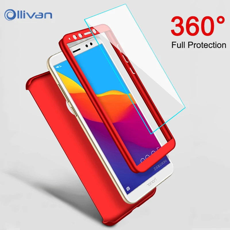 Luxury 360 Full Cover Phone Cases For Huawei P20 Lite Honor 8X Case For Huawei Mate 20 Pro 8 9 10 Lite Y6 2018 Capa With Glass