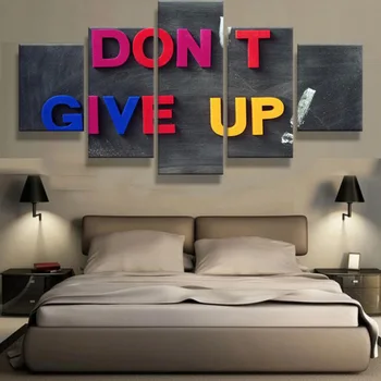 

New 5 Pieces canvas art Printed DON'T GIVE UP prints sport canvas poster home decor wall partwork unframed