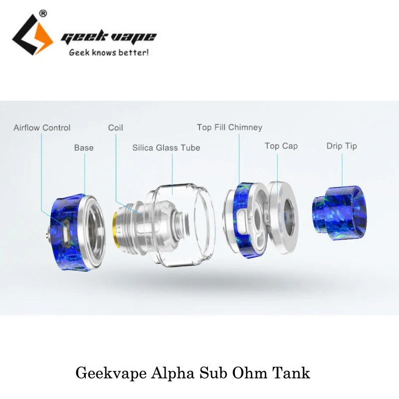 Электронные сигареты Geekvape Alpha Sub Ом цистерна 25 мм Диаметр с MeshMellow катушки выполнен
