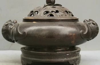 

13 China Art Bronze Sculpture Bat Incense Burner