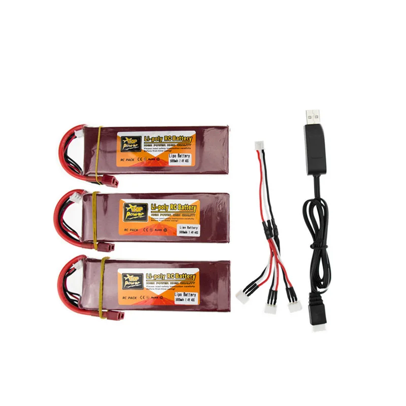 

Lipo battery 7.4V 5000mAh 40C ZOP Batteies T XT60 and USB charger suit for rc Quadcopter Airplane drone Spare Parts wholesale