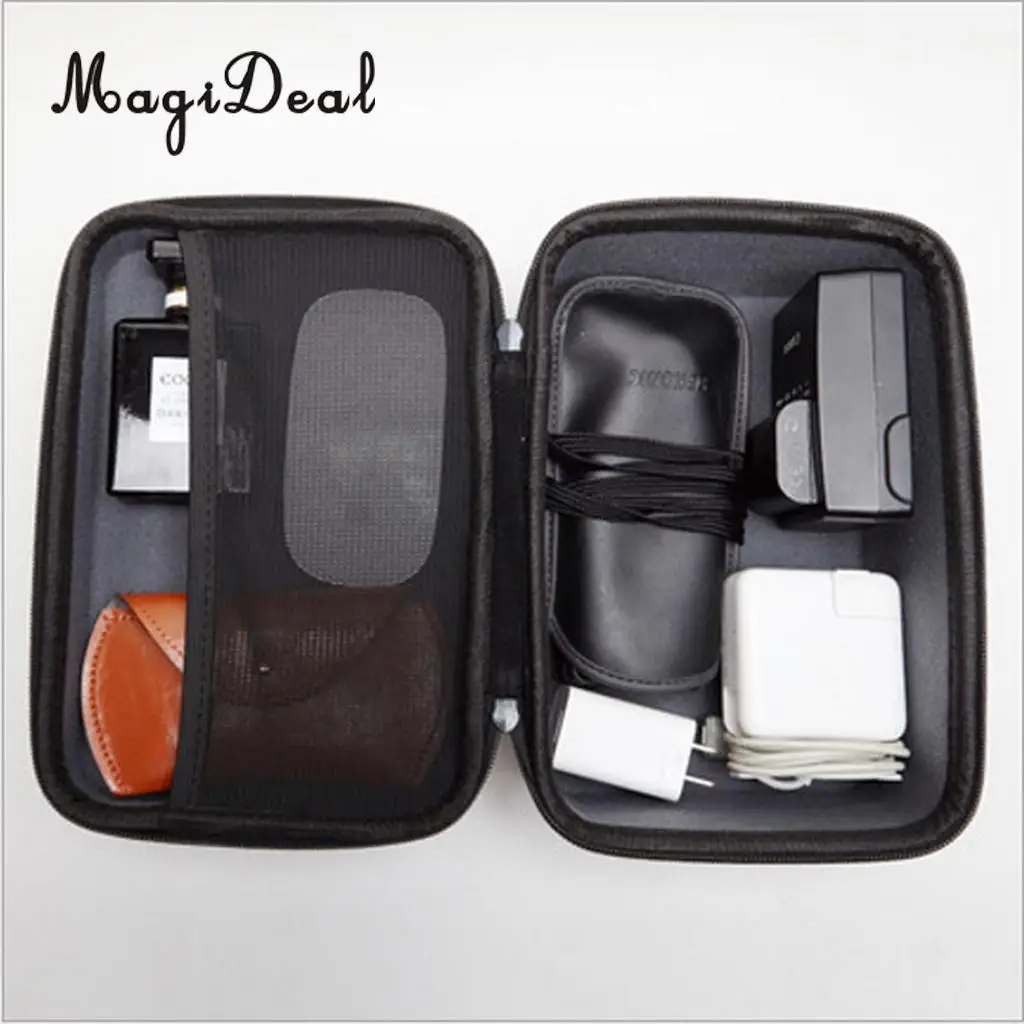 Electronics Travel Organizer Storage Bag for Accessories Cable Cord EVA Black Large 