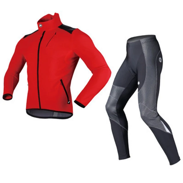 Cheap SOBIKE Cycling Suits Fleece Winter Warm Jacket-Alien Fleece Tights-Shark Windproof Thermal Men's Cycling Sets Black/Red/Blue