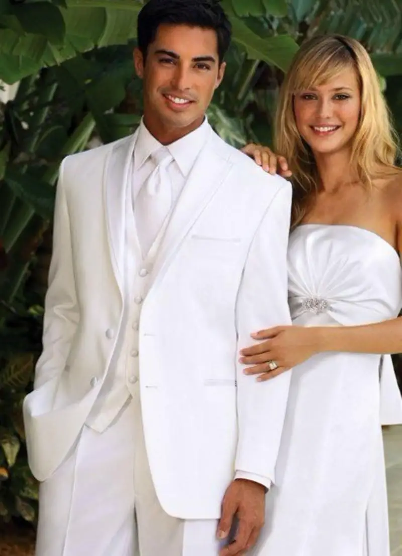 Blanco Esmoquin de Boda Para Los Hombres Slim Fit Mens