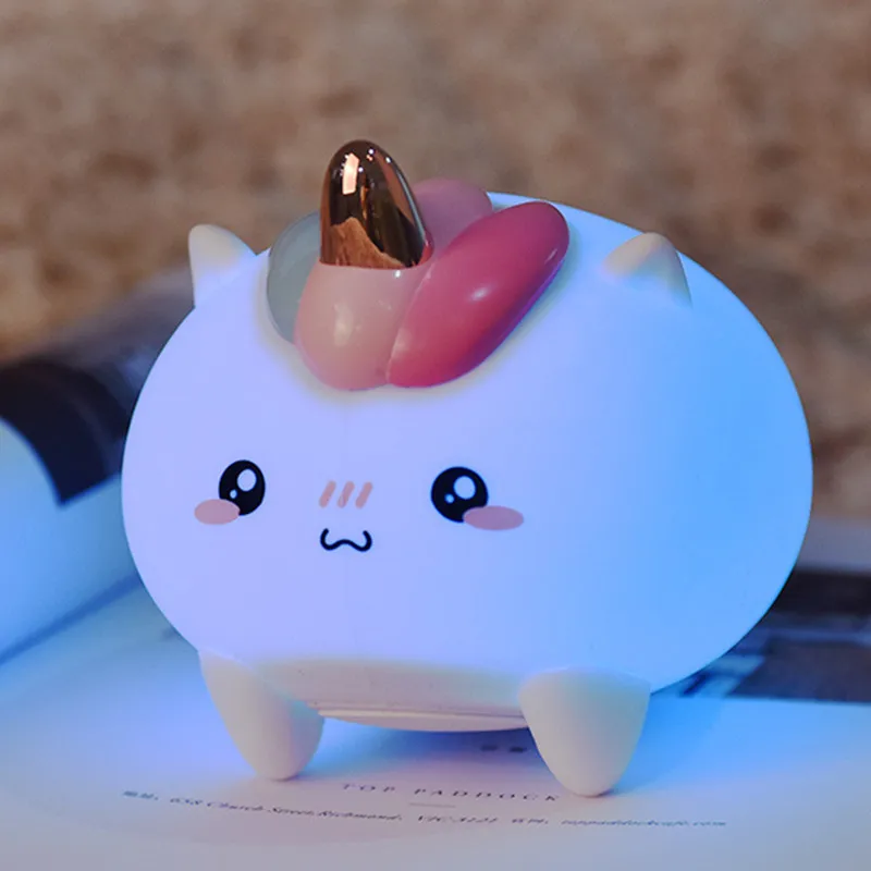 Цветной СВЕТОДИОДНЫЙ ночник в виде единорога Перезаряжаемый USB силиконовый