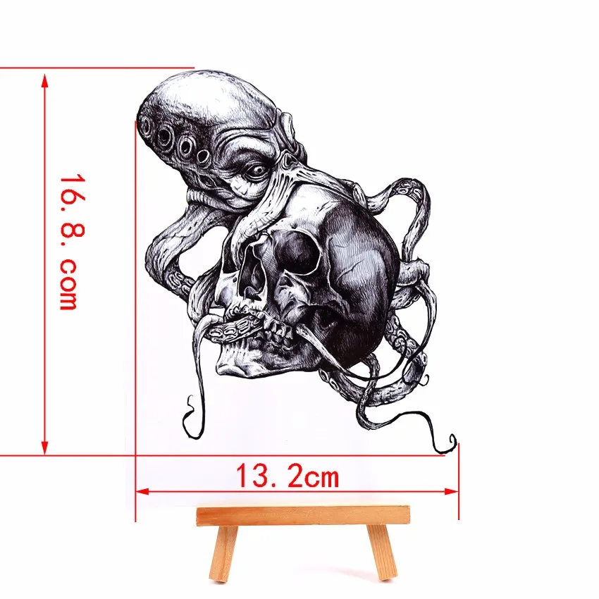 Terror of the octopus killer Временные татуировки мужские черепа водонепроницаемые временные тату наклейки tatouage temporaire flash tattoo