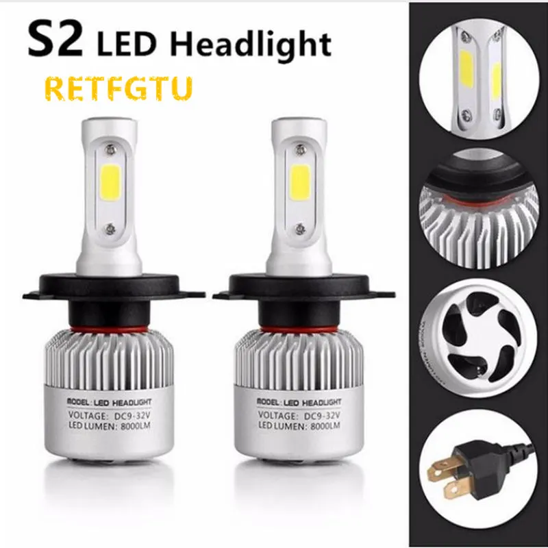 

RETFGTU H4 LED H7 H11 H8 HB4 H1 H3 HB3 Auto S2 Car Headlight Bulbs 72W 8000LM Car Light Auto Acessories