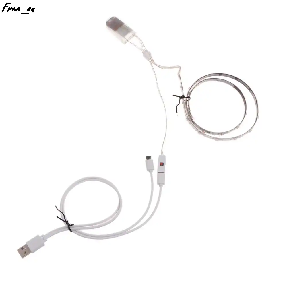 1 пара водонепроницаемый USB led обувь полоса светильник 0.65mx2 RGB SMD3528 гибкие