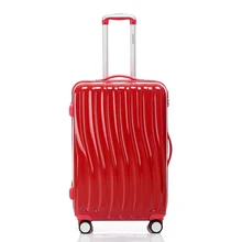 Brands ABS PC suitcase bag men Candy-colored wave pattern travel women universal wheels Trolley case rolling luggage bags 22 26