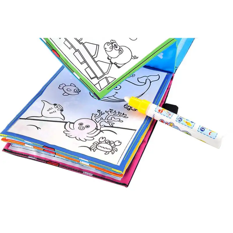 

New Magic Kids Water Drawing Book + 1 Magic Pen / Children Intimate Coloring Book Water Animals Painting Board wholesale
