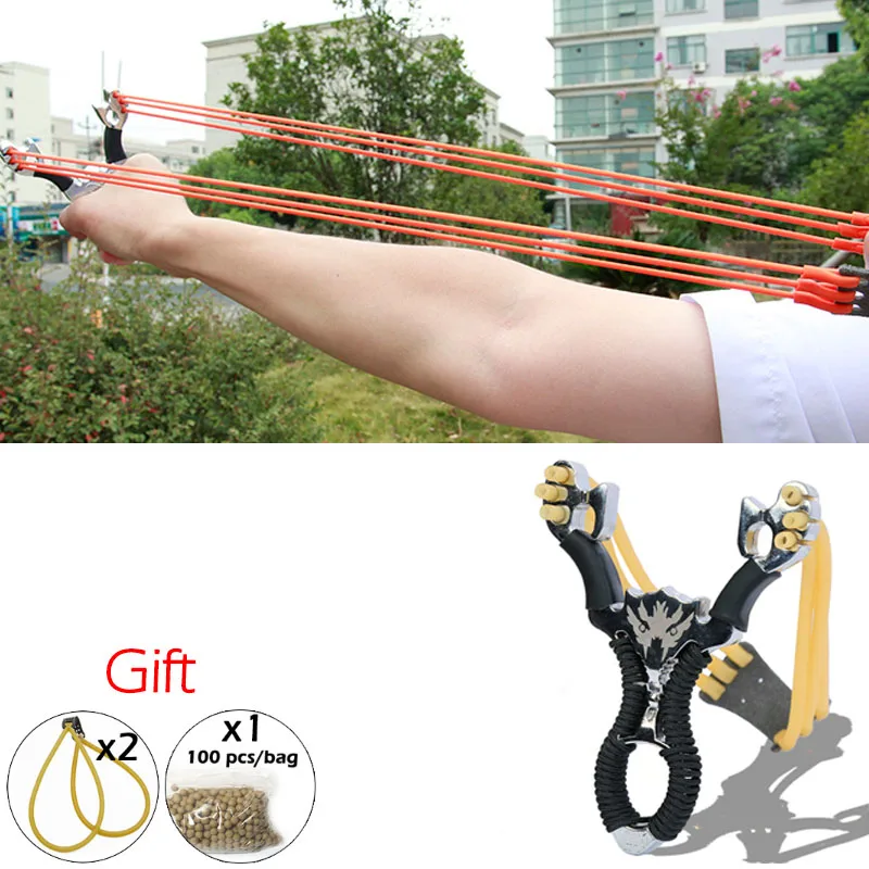 Ideal  Kids Toys Power Aluminium Alloy Wolf Slingshot & Mud Ball Crossbow Hunting Catapult Outdoor Camping