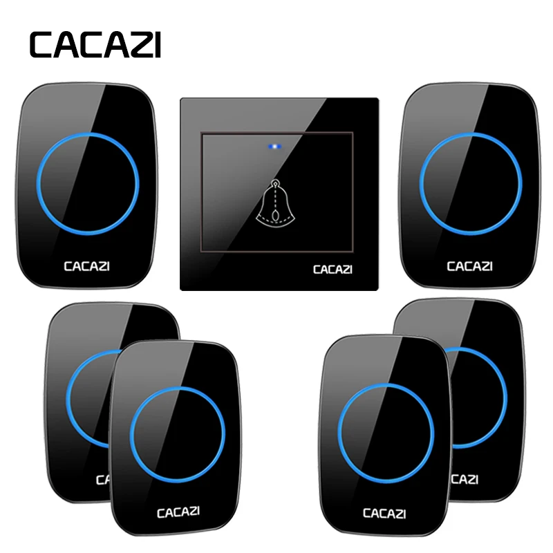 

CACAZI Wireless Doorbell Waterproof Smart LED Home Calling Bell Battery Button 300M Remote Transmitter EU Plug 36 Chime 4 Volume