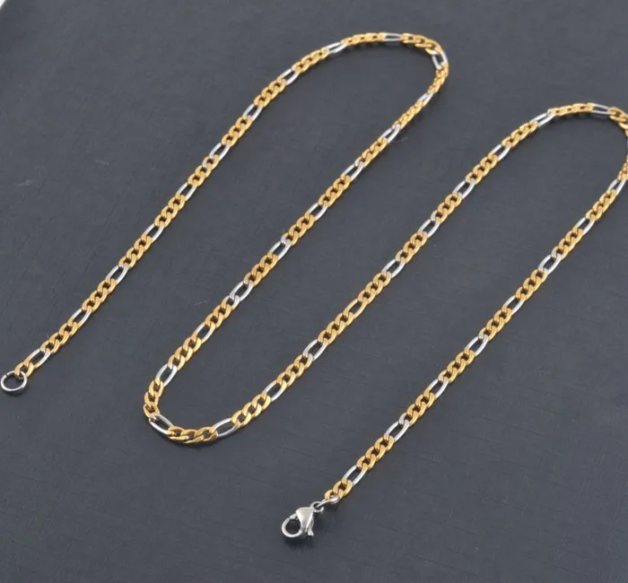Ширина 3,0 мм/4,5 мм/6 мм/7,5 мм массивное ожерелье из нержавеющей стали винтажные Фигаро цепи для женщин золотой и серебряный тон