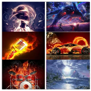 

Burnning car DIY Diamond Painting burning girl full square flame Diamond embroidery full round Diamond painting Mosaic