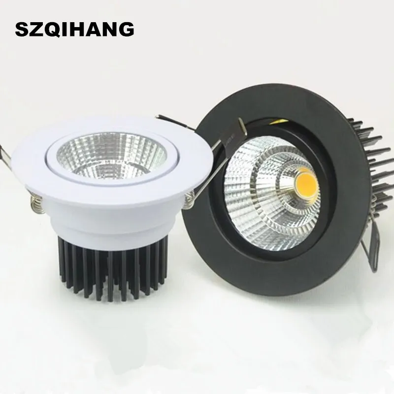 

Super Bright AC85-265V 7w 10w 15w 20w Spot LED DownLight Dimmable LED COB Spot Recessed Down light Downlights White Black Shell