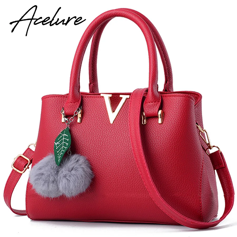 ACELURE Women bags Famous V brands louis handbags soft pu leather women luxury handbags fur