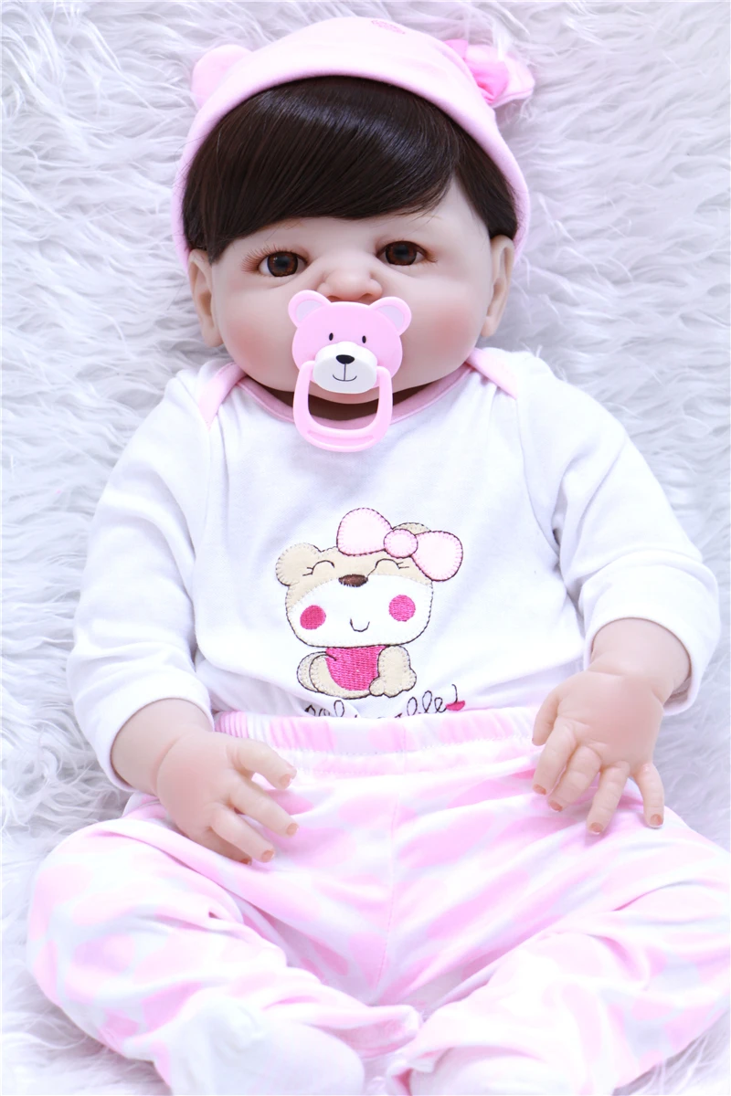 

55cm Full Body Silicone Reborn Girl Baby Doll Toy Lifelike Pink Princess lol Newborn Babies Doll Cute Birthday Gift Bathe Toy