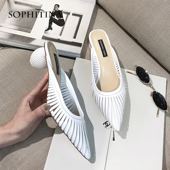 

SOPHITINA Sexy Round Heel Ladies Pumps Fashion Pointed Toe Slip-On Shoes Spring Autumn Solid Shallow Med Heel Women Pumps MO203