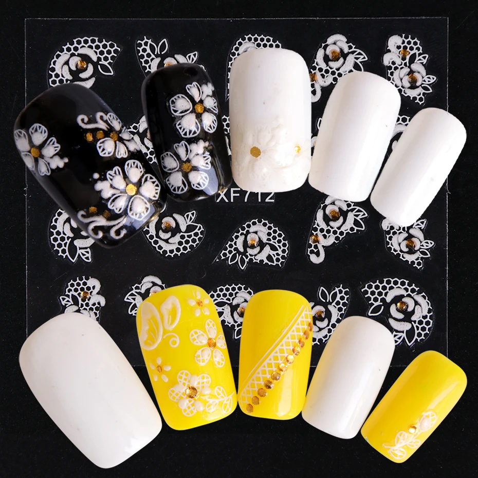 30 шт 3D белые наклейки с тисненым цветком для дизайна ногтей, наборы наклеек для маникюра DIY, клеящиеся украшения, инструменты для ногтей, TrXF699-722